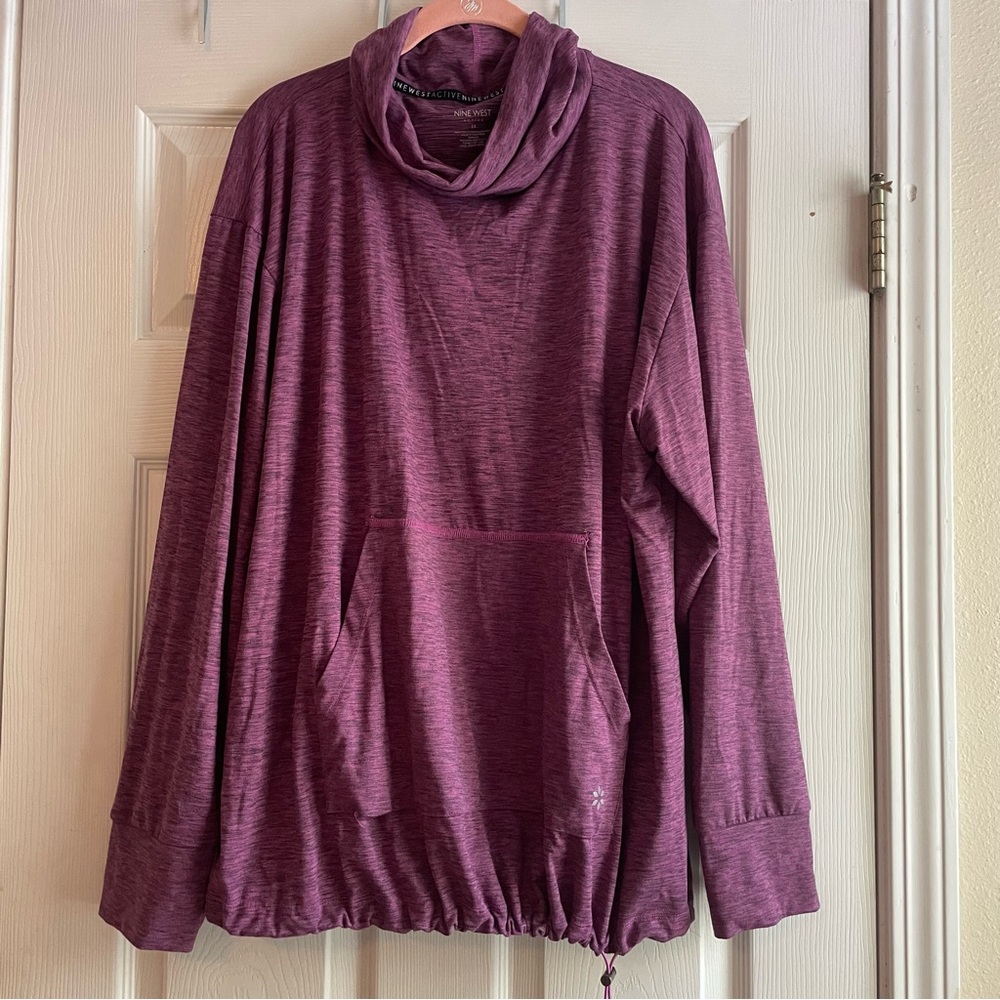 Nine West Active 3X Purple Long Sleeve Top Thumb Hole